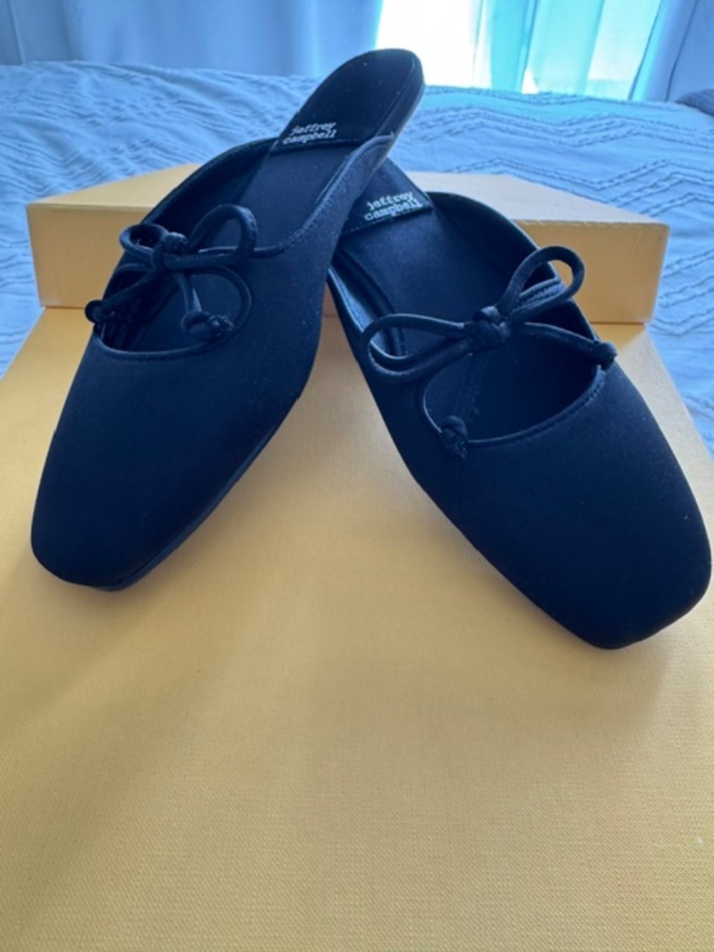 Stunning Jeffrey Campbell Elaine Ballet Mules - NEW - Black Satin - Size 7